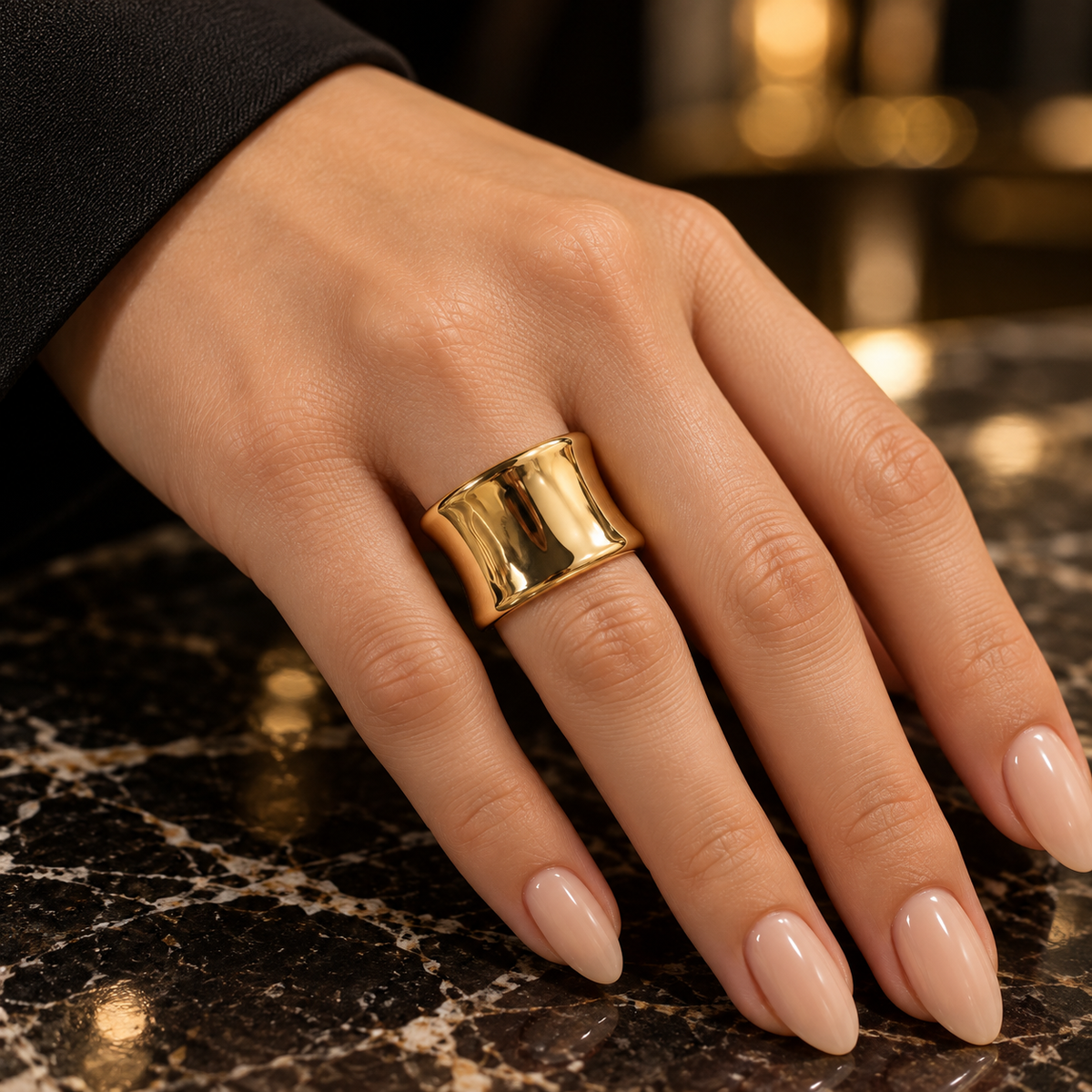 Bold Sculpted Dome Ring – Gold Elegance