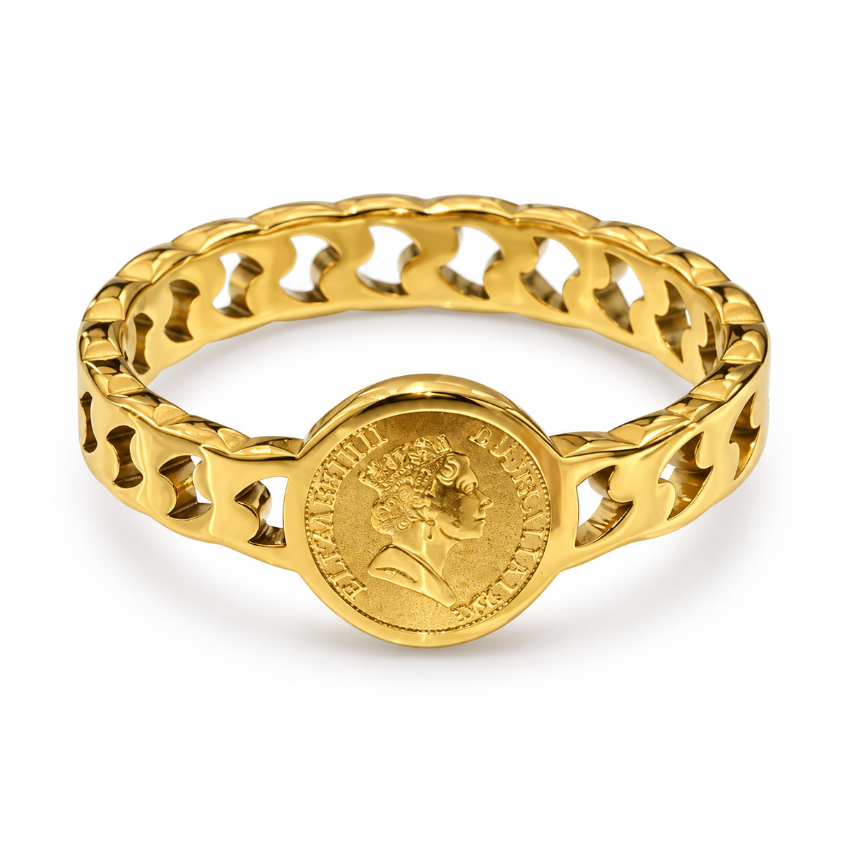 Royal Coin Cutout Ring – 18K Gold-Plated