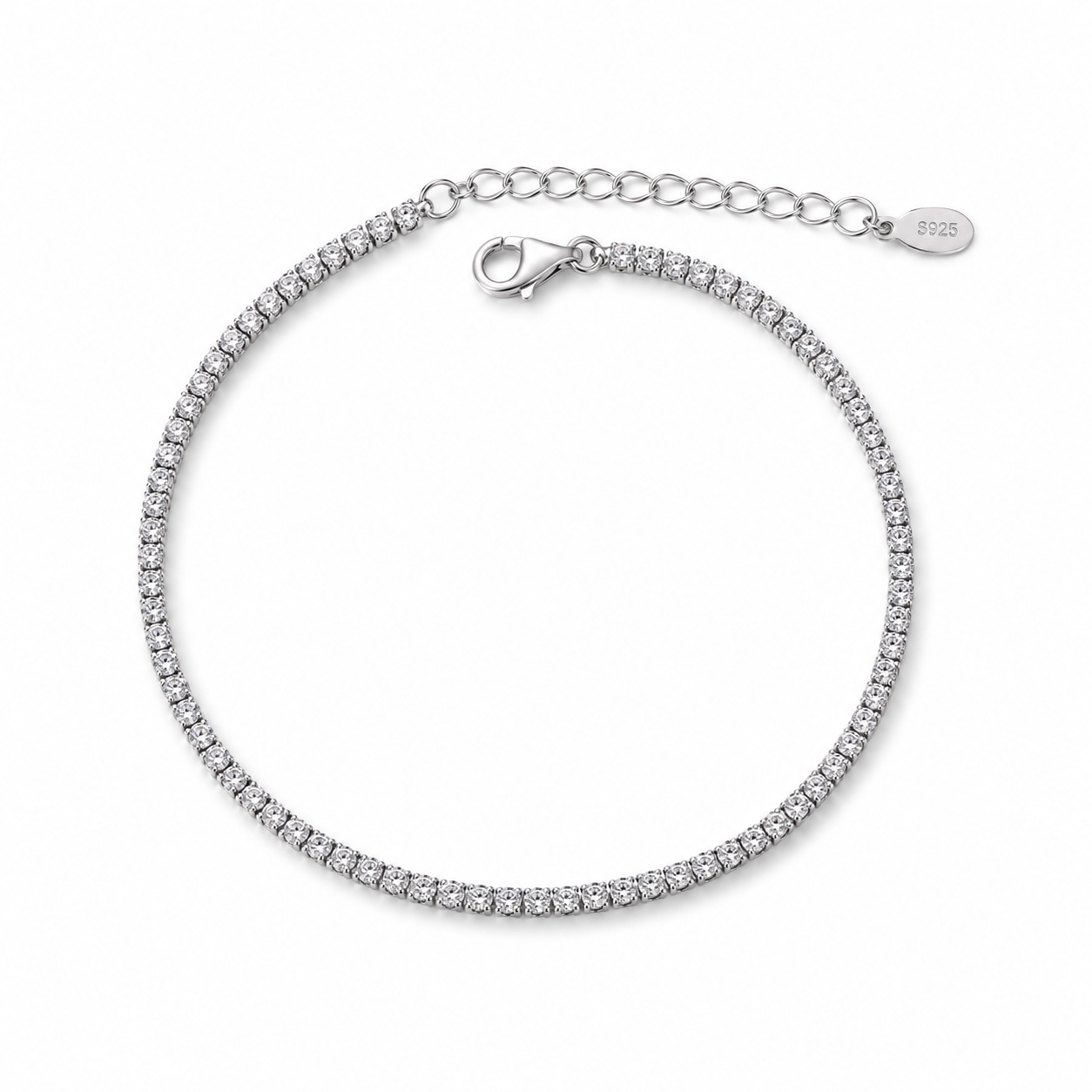 Thin Silver 925 Tennis Bracelet – Classic Crystal Elegance