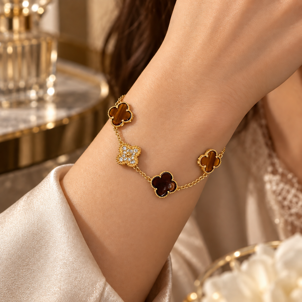 Colorful with stone Clover bracelet