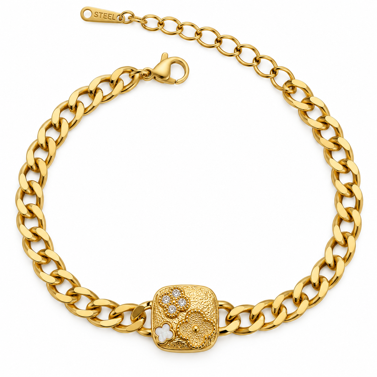 S.steel Clover Medallion Chain Bracelet