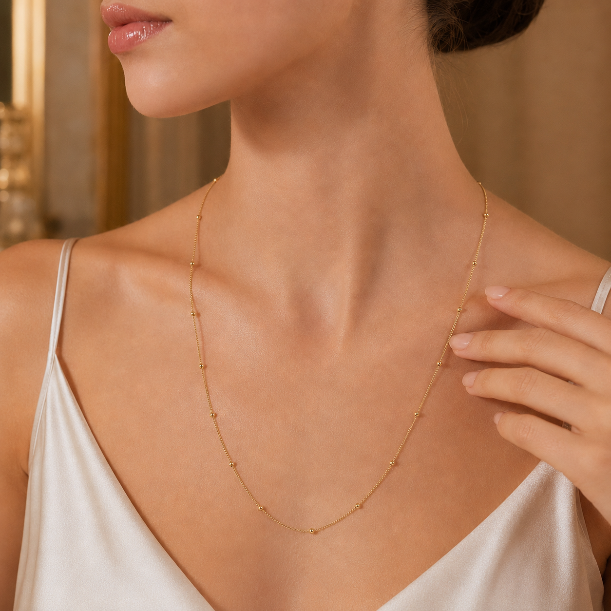 Rice beads Dainty Chain Necklace(60cm)