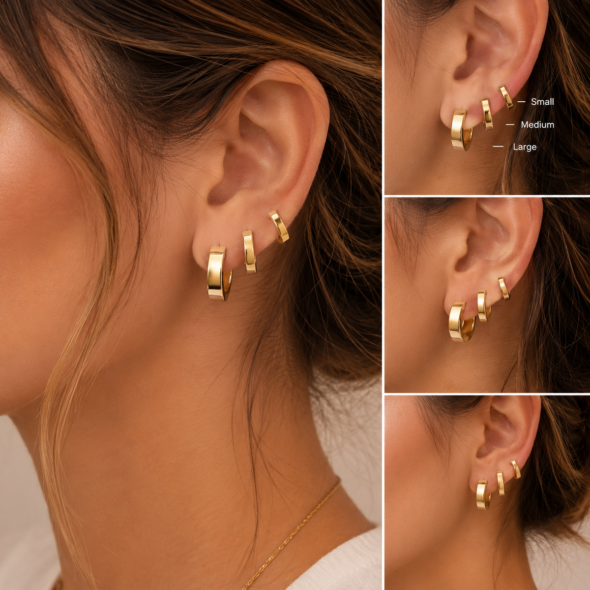 Classic Gold Huggie Earrings Set – Everyday Essentials ✨