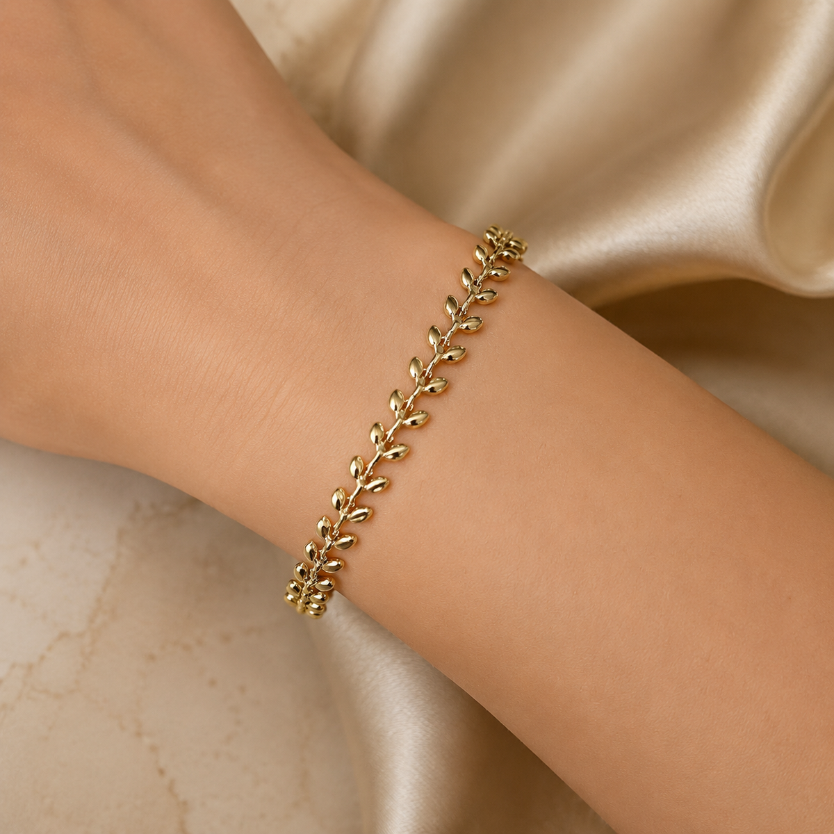 Wheat Golden Leaf Chain Bracelet ✨
