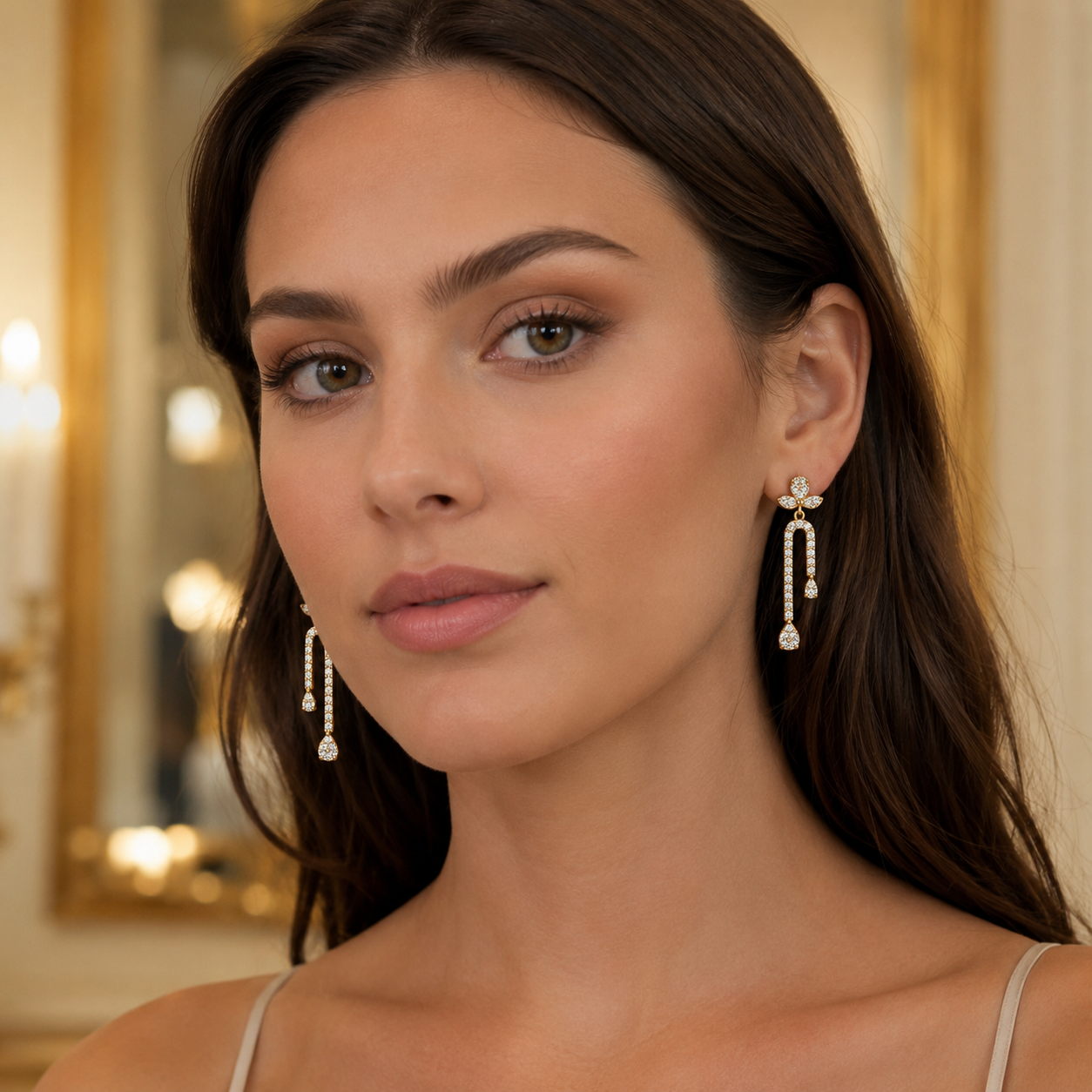 Floral Pavé Drop Earrings