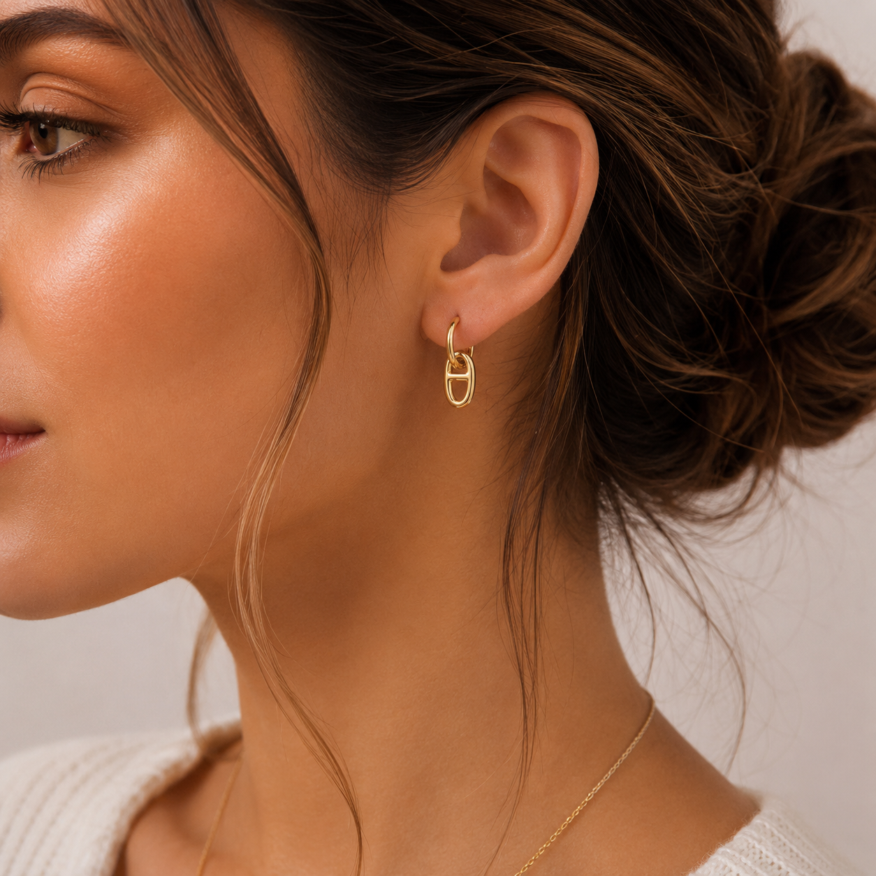 Oval Link Hoop Earrings