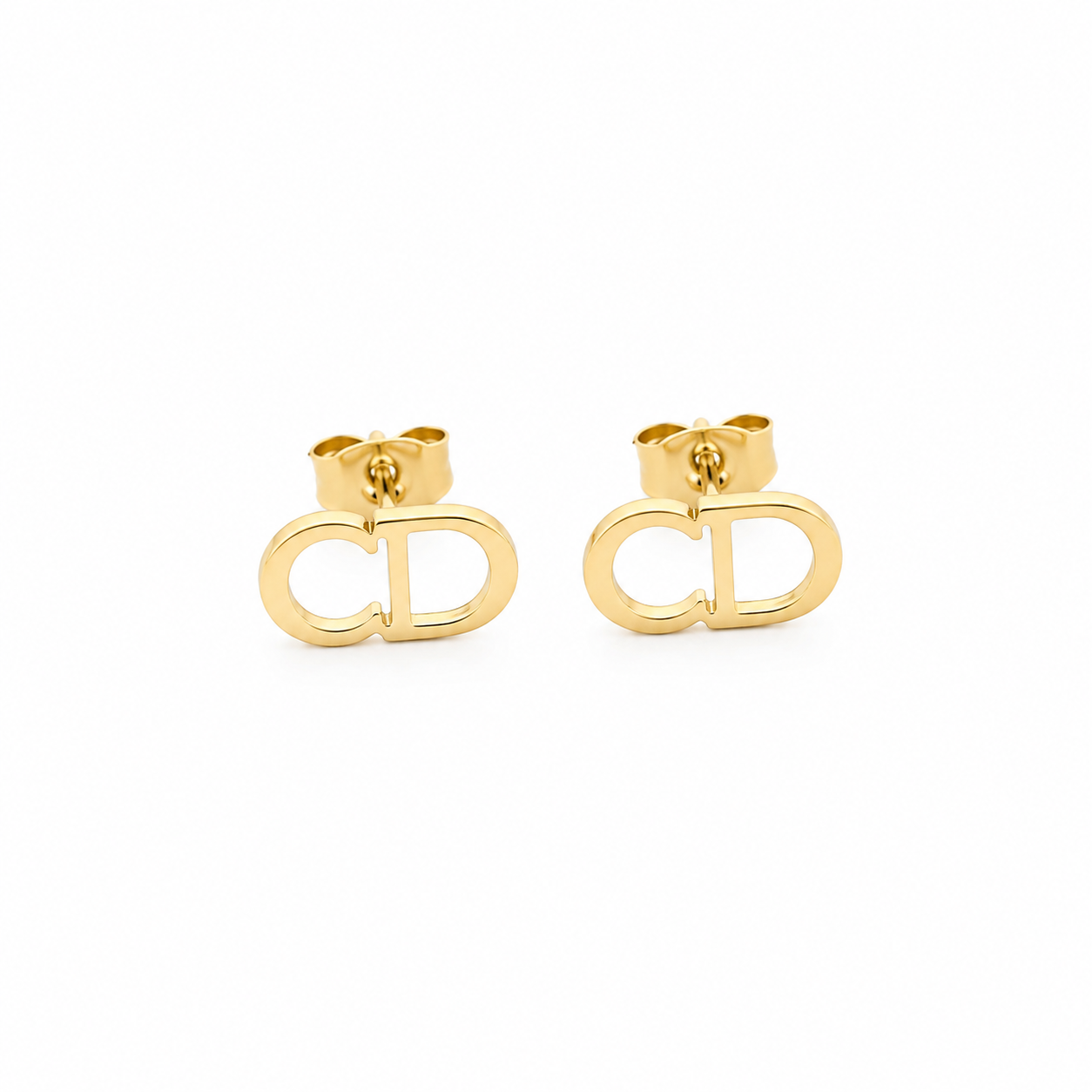 CD Gold Stud Earrings