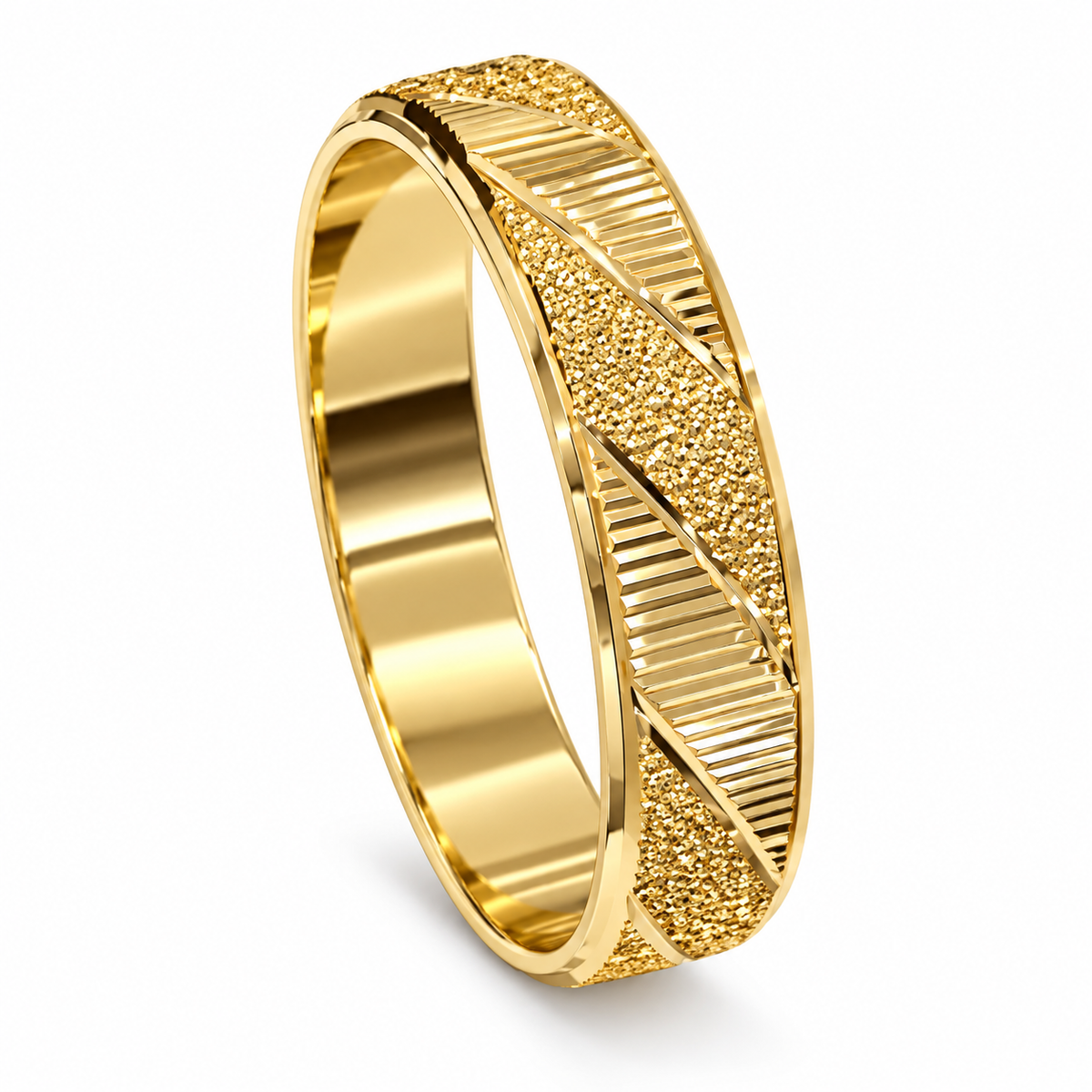 wedding ring Etched Elegance Band – Silver & Gold
