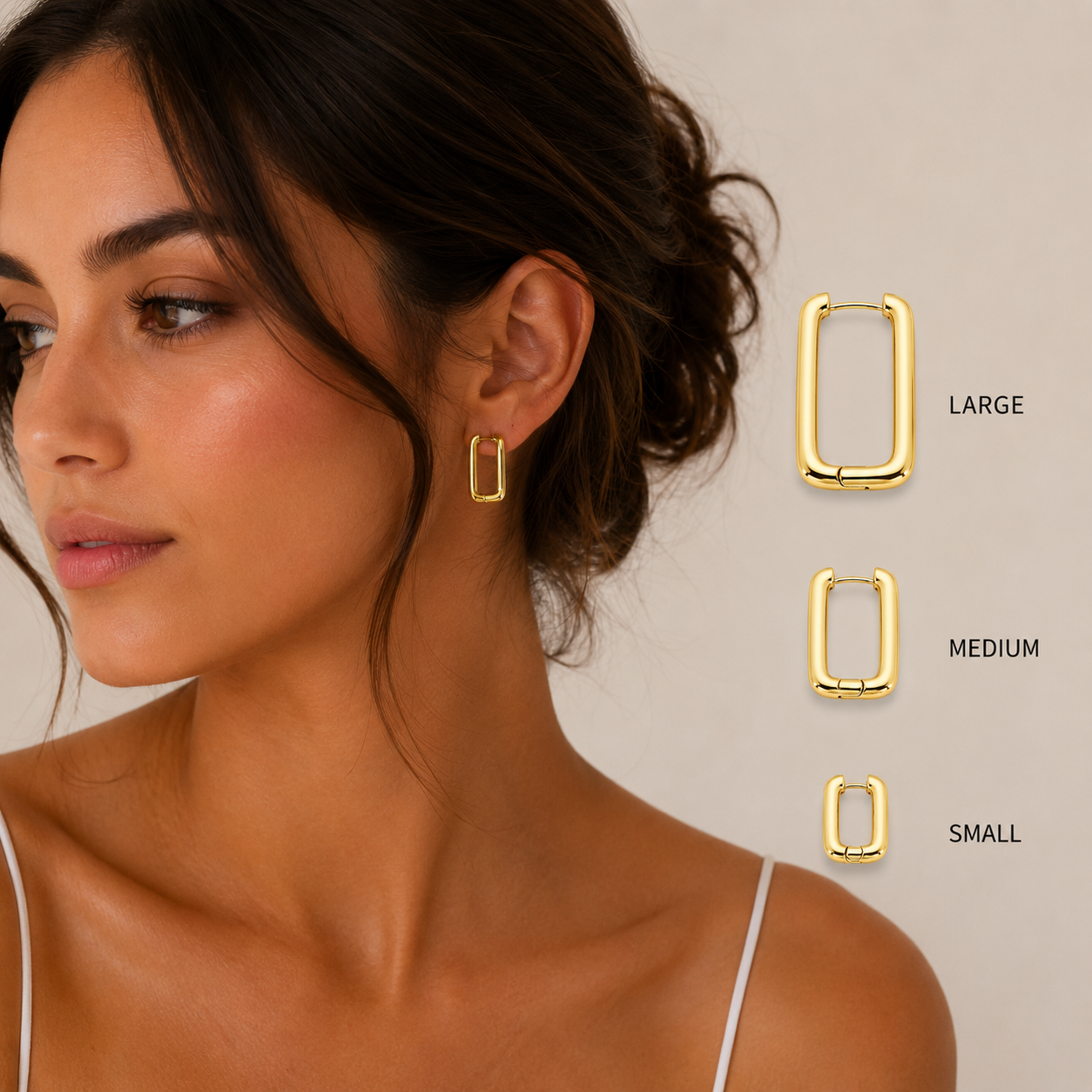 Modern Rectangle Gold Huggie Earrings Set – Sleek & Minimal ✨