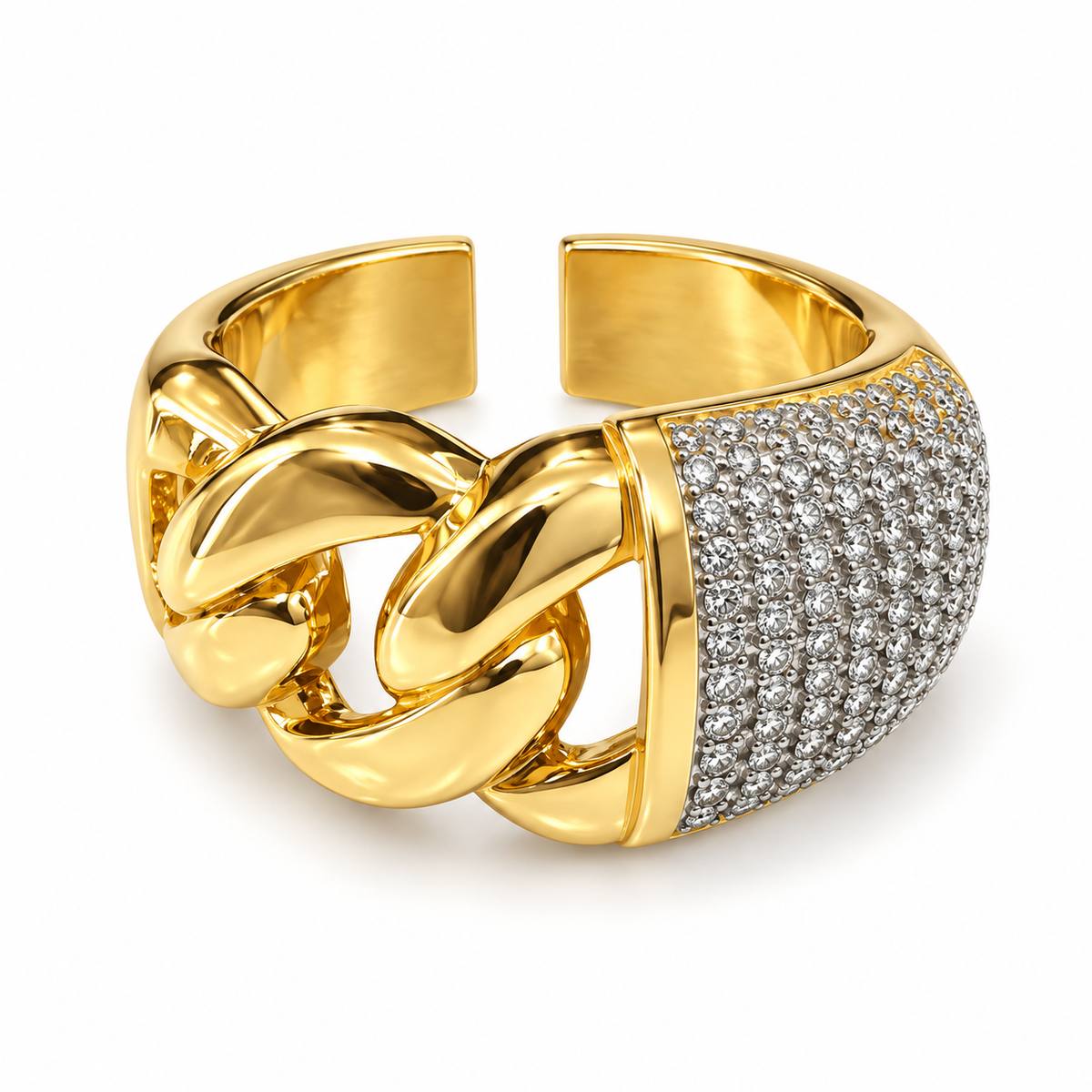 Golden Link Luxe Ring – Diamond Shine Edition