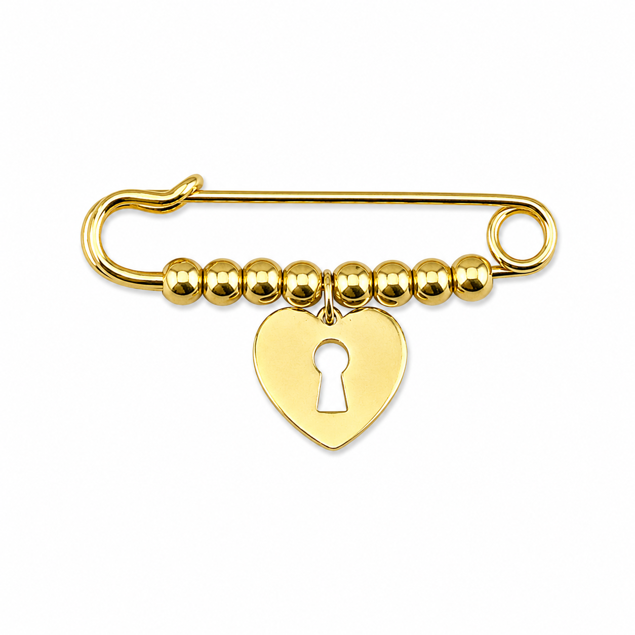 š brooch Gold Heart Lock Safety Pin ā Elegant Beaded Design