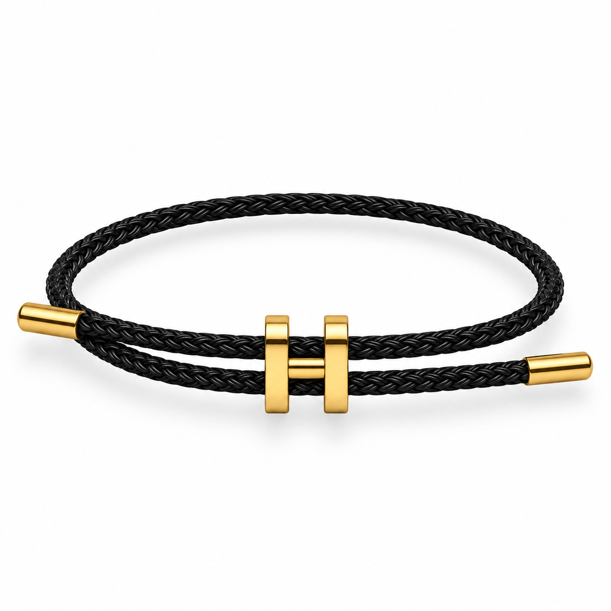 H Bracelet with Gold Interlock Clasp