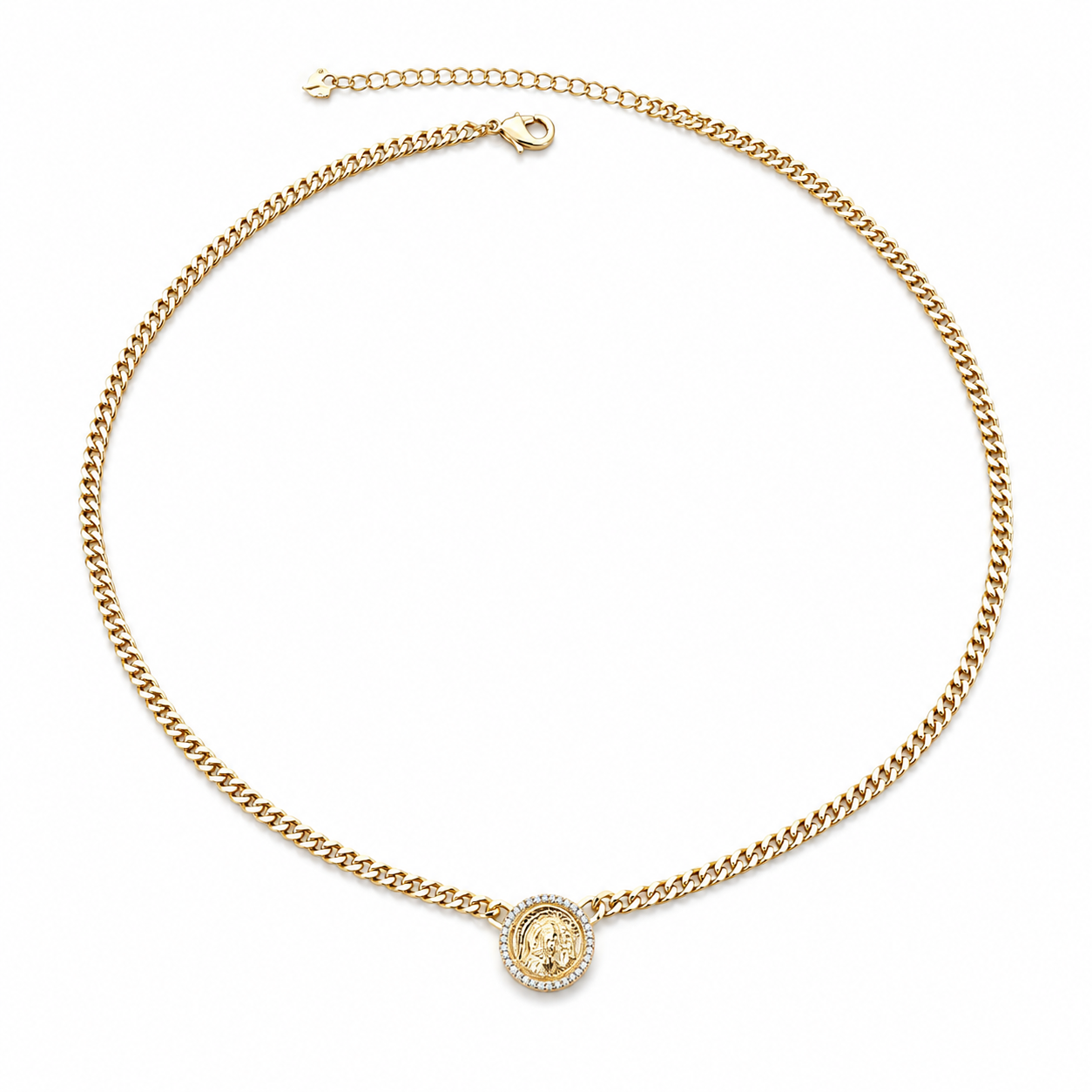 Gold coin Medallion Chain Necklace