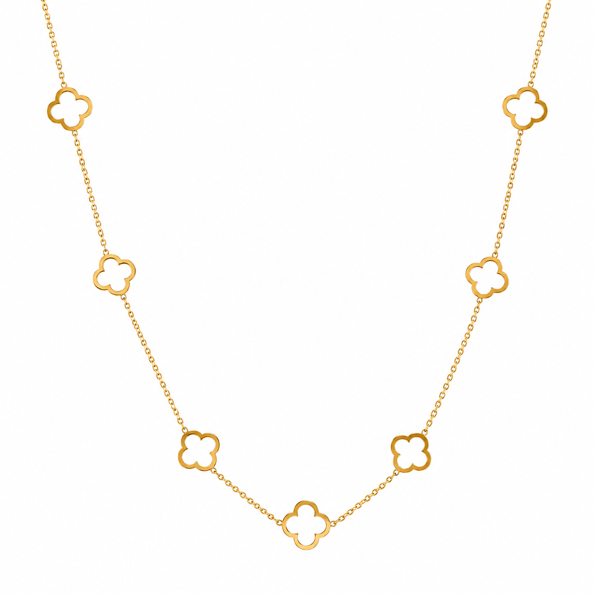 Long Clover Necklace – 18K Gold-Plated(100cm)