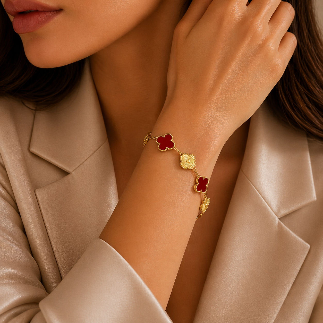 Vip vancleef hybrid Bracelet – 18K Gold-Plated & Colorful Charm Variants