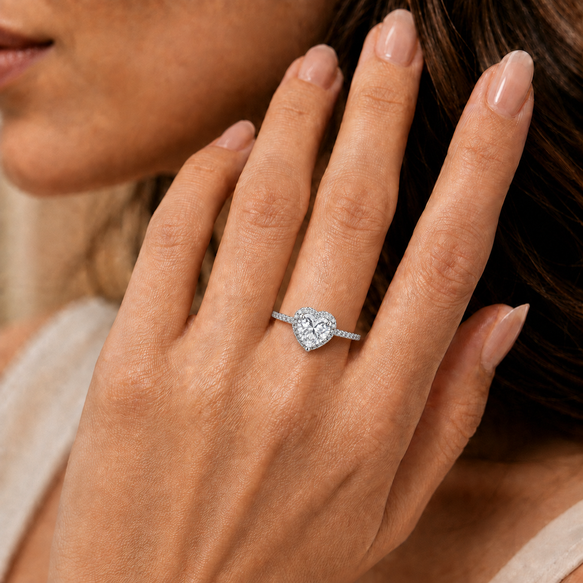 Crystal Heart Solitaire promise Ring