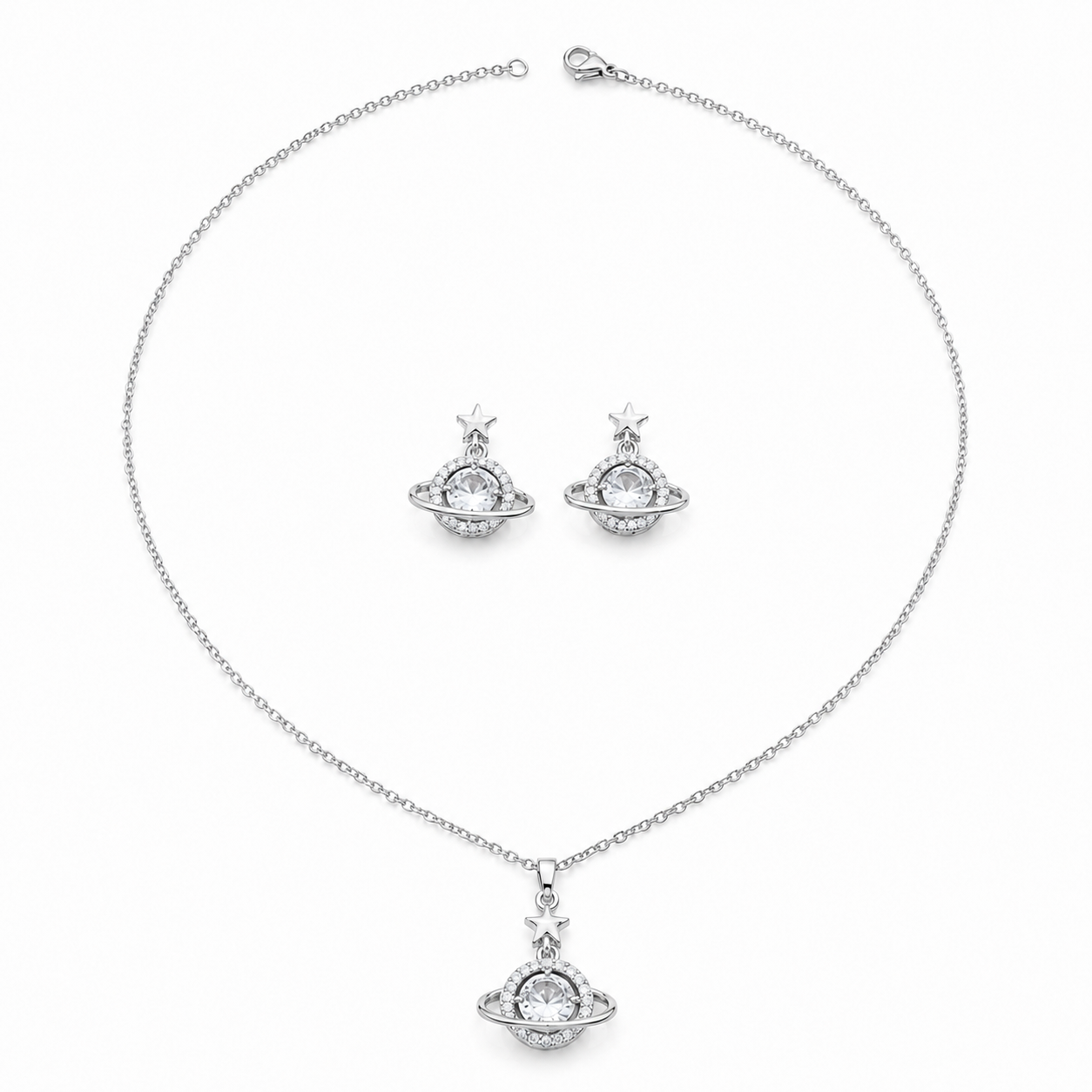 Celestial Spark Set β Silver Planet & Star πβ¨