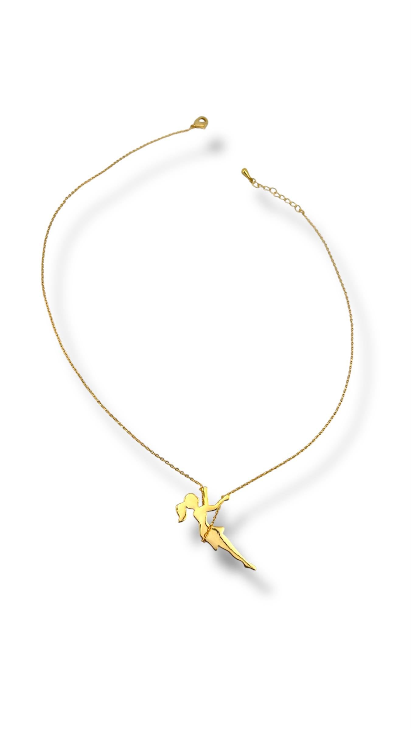 "Flyla Girl Silhouette Necklace – Gold Freedom Edition"