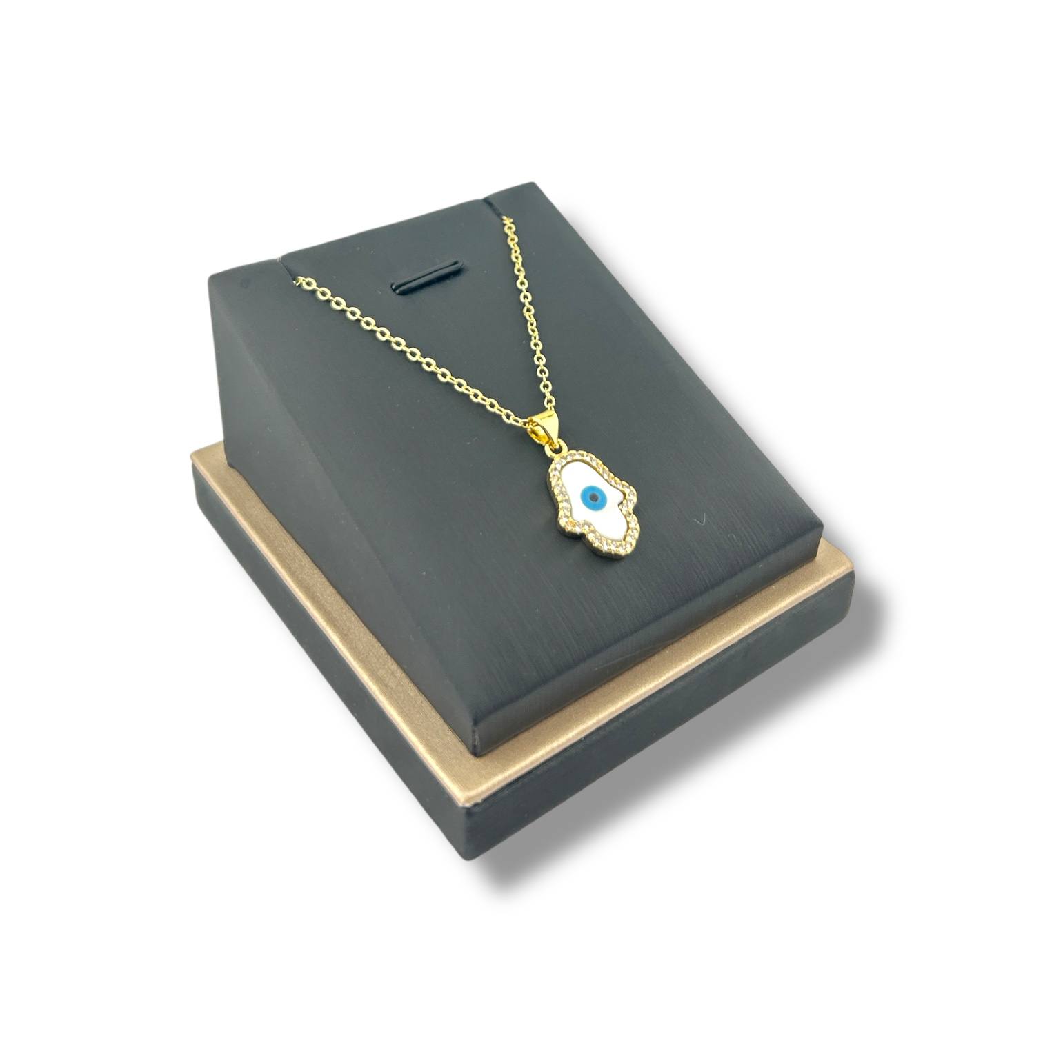 Hamsa Evil Eye Necklace – Gold Plated Hand of Protection