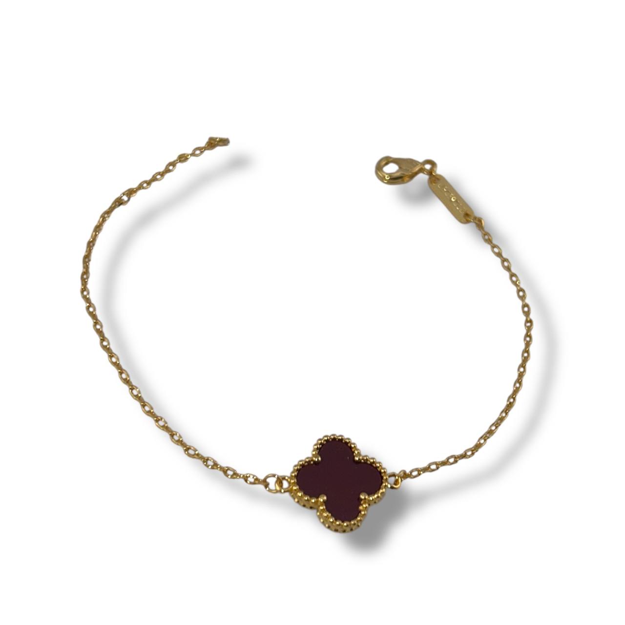 Solo Clover Bracelet – Burgundy Gold