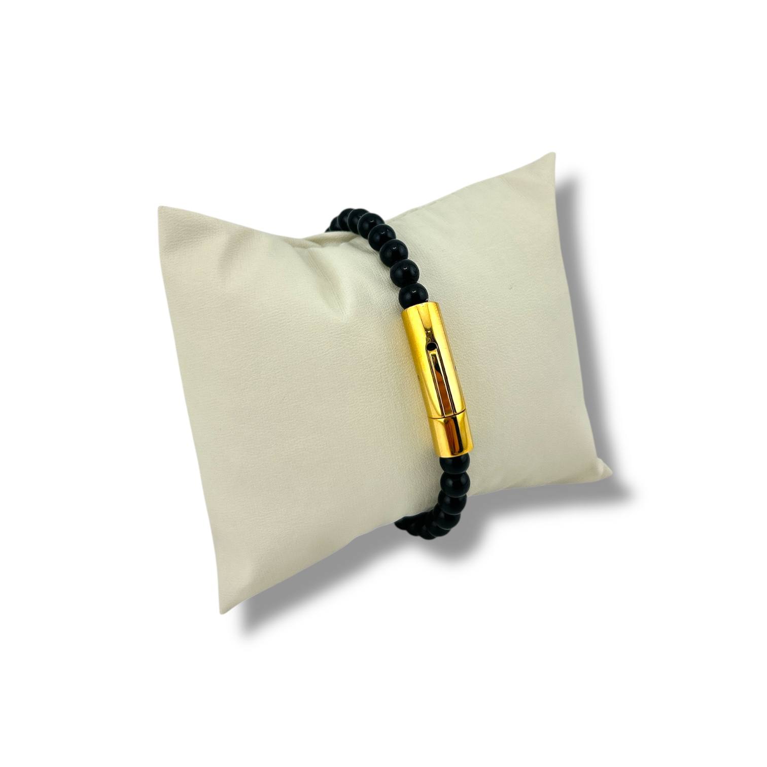 Poshewix Lapis Bead Bracelet – Gold Magnetic Clasp