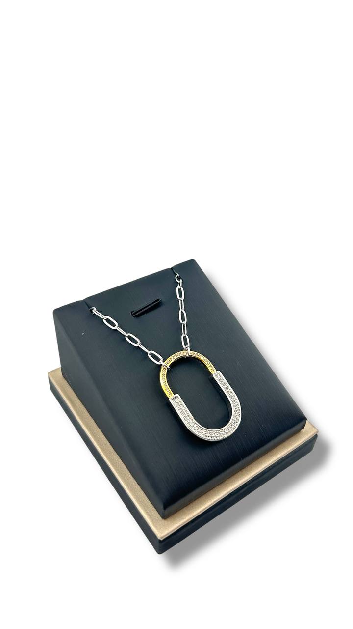 Lock Charm Necklace – Dual-Tone U Pendant (Gold or Silver Chain)