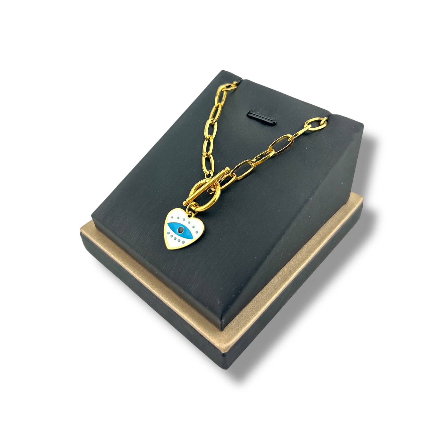 Chain Heart Necklace – Evil Eye Charm