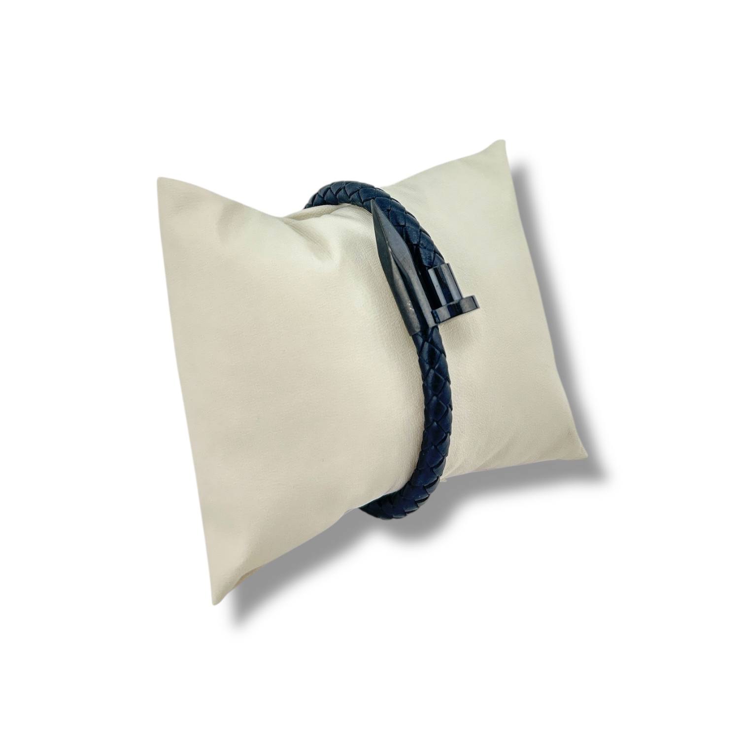 ποΈ Signature Nail Leather Bracelet β Midnight Blue Edition