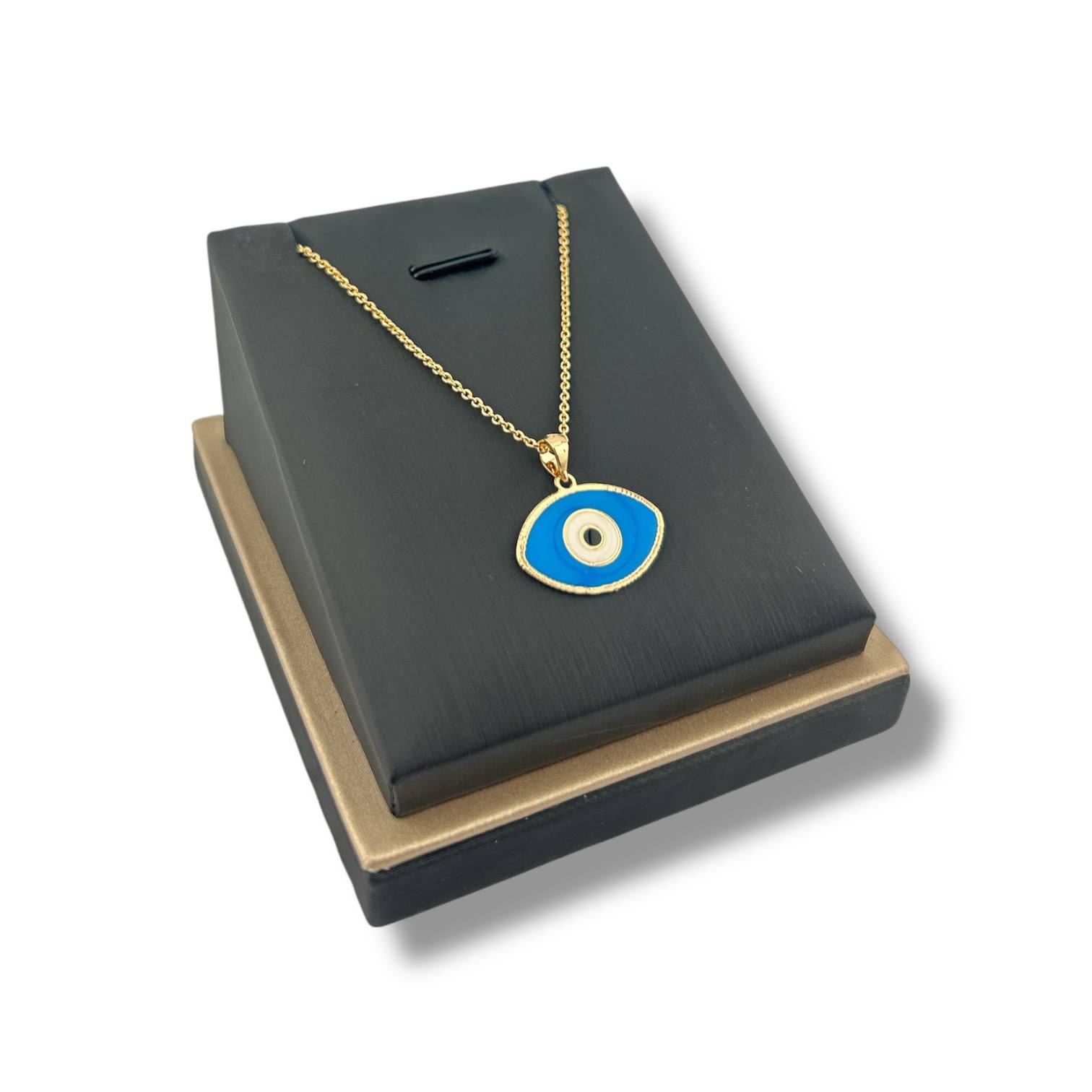 Bold Blue Evil Eye Pendant Necklace – Gold Plated Protection Charm
