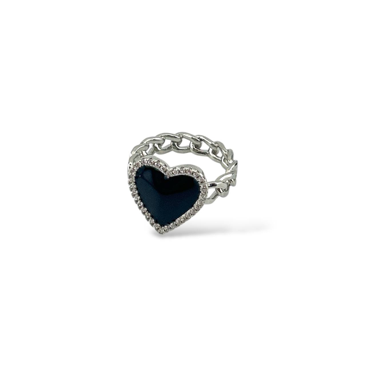 💖 Enchanted Heart Chain Rings – Silver Finish