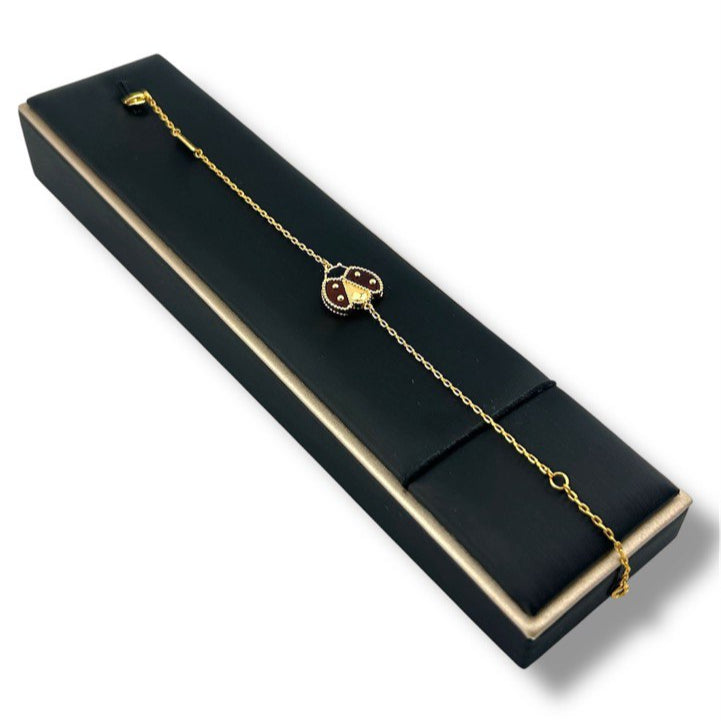 🐞 Lucky Lady Charm Bracelet – Gold & Enamel Edition