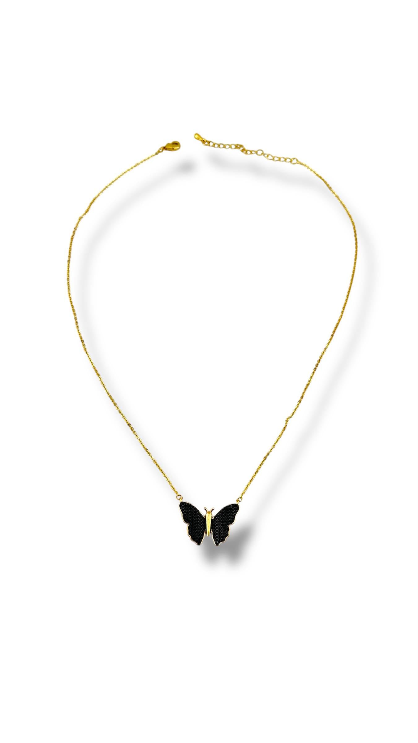 Noire Papillon Necklace – Midnight Butterfly Charm"