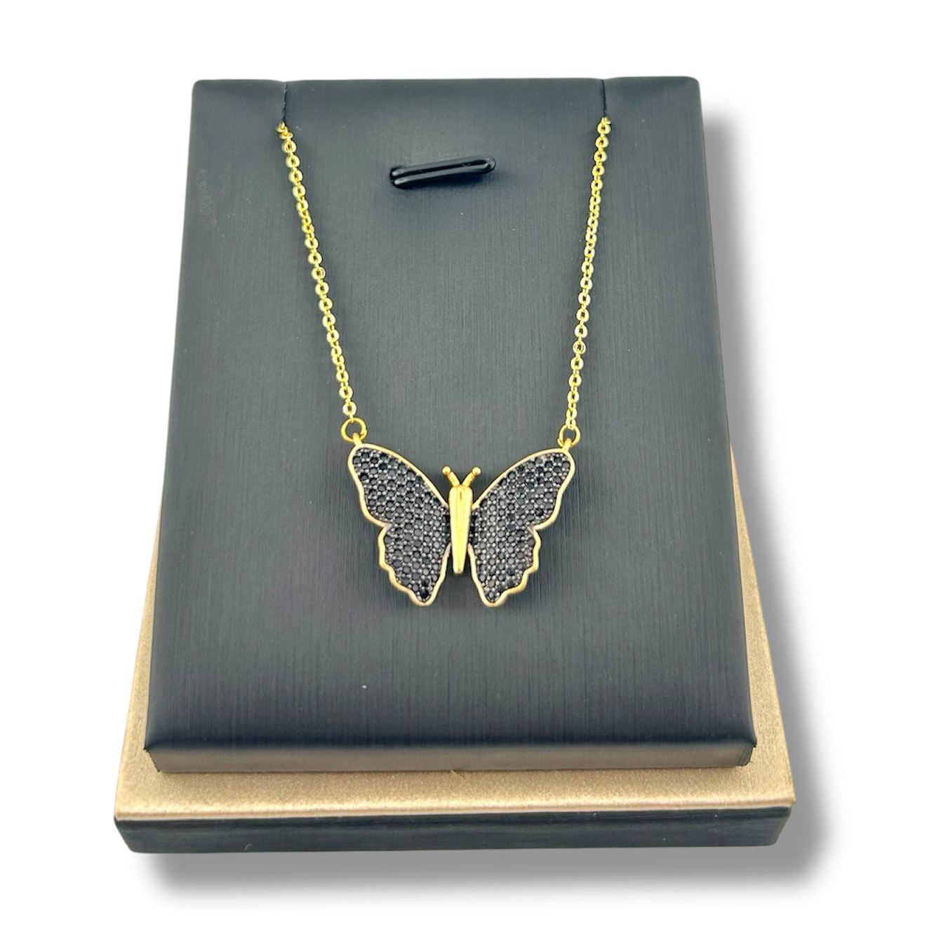 Noire Papillon Necklace – Midnight Butterfly Charm"