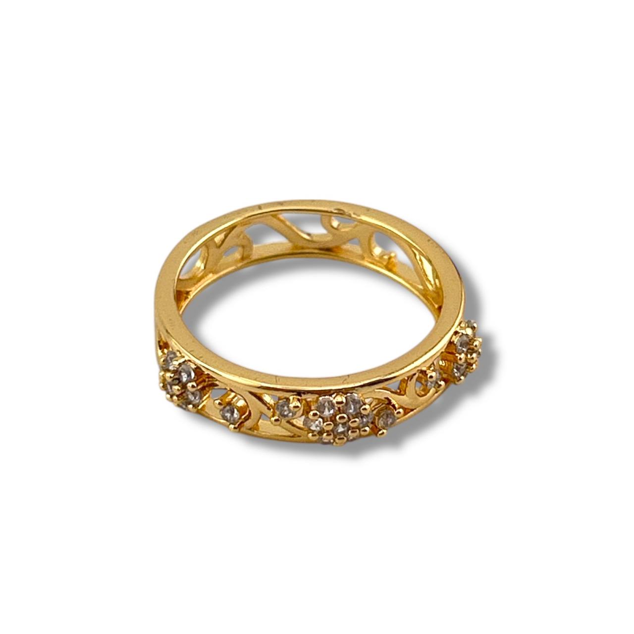 Vintage Floral Band Ring – Silver & Gold Elegance