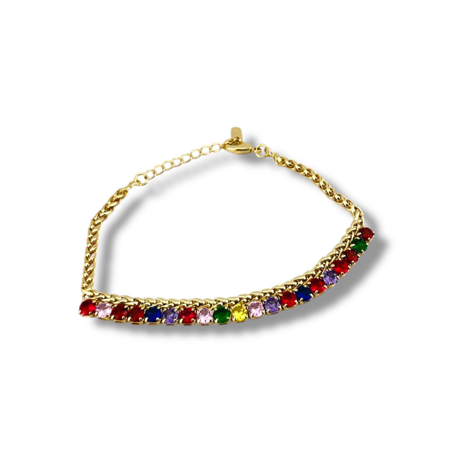 Vivid Spectrum Chain Bracelet – Gold Edition