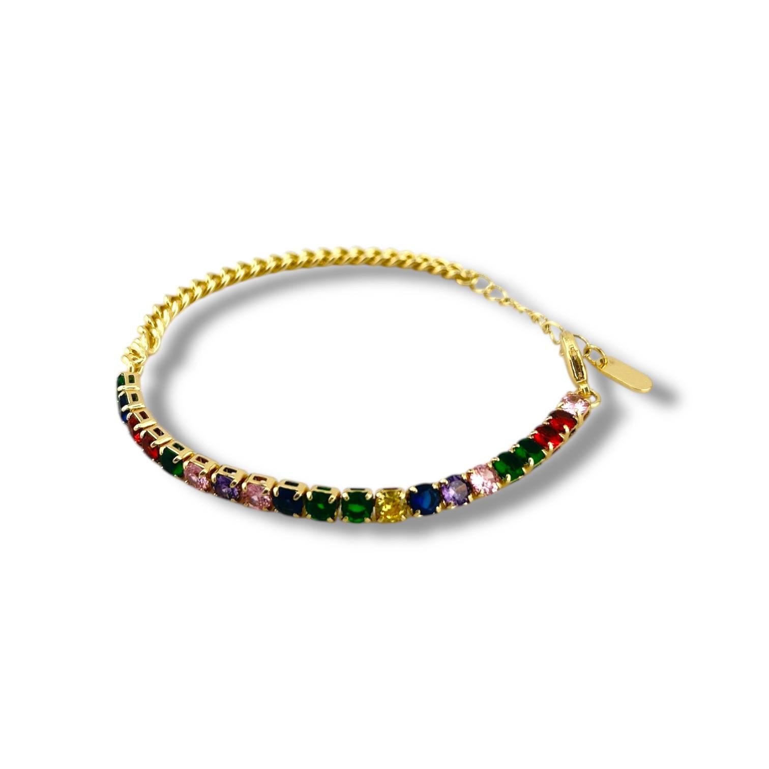 Golden Rainbow Gemline Bracelet