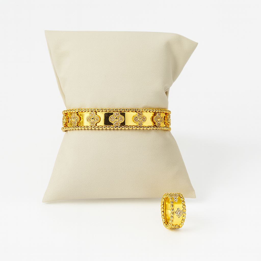 Golden Clover Bangle & Ring Set