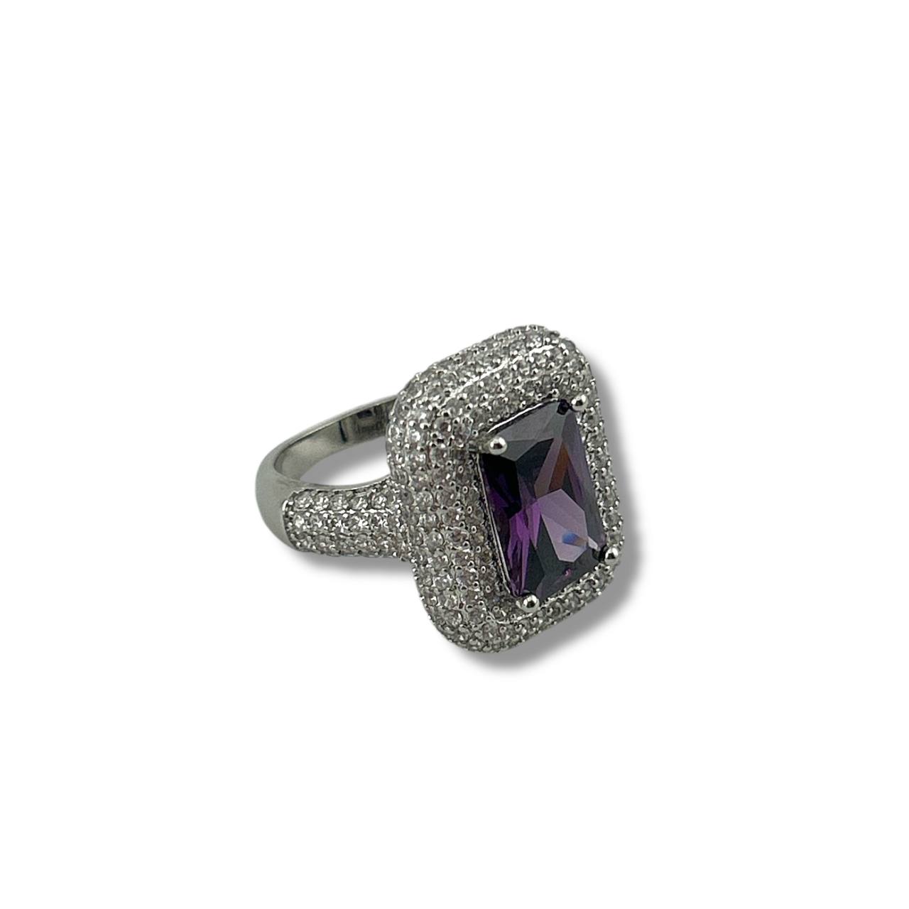 ✨ Royale Spark – Silver Gemstone Cocktail Ring