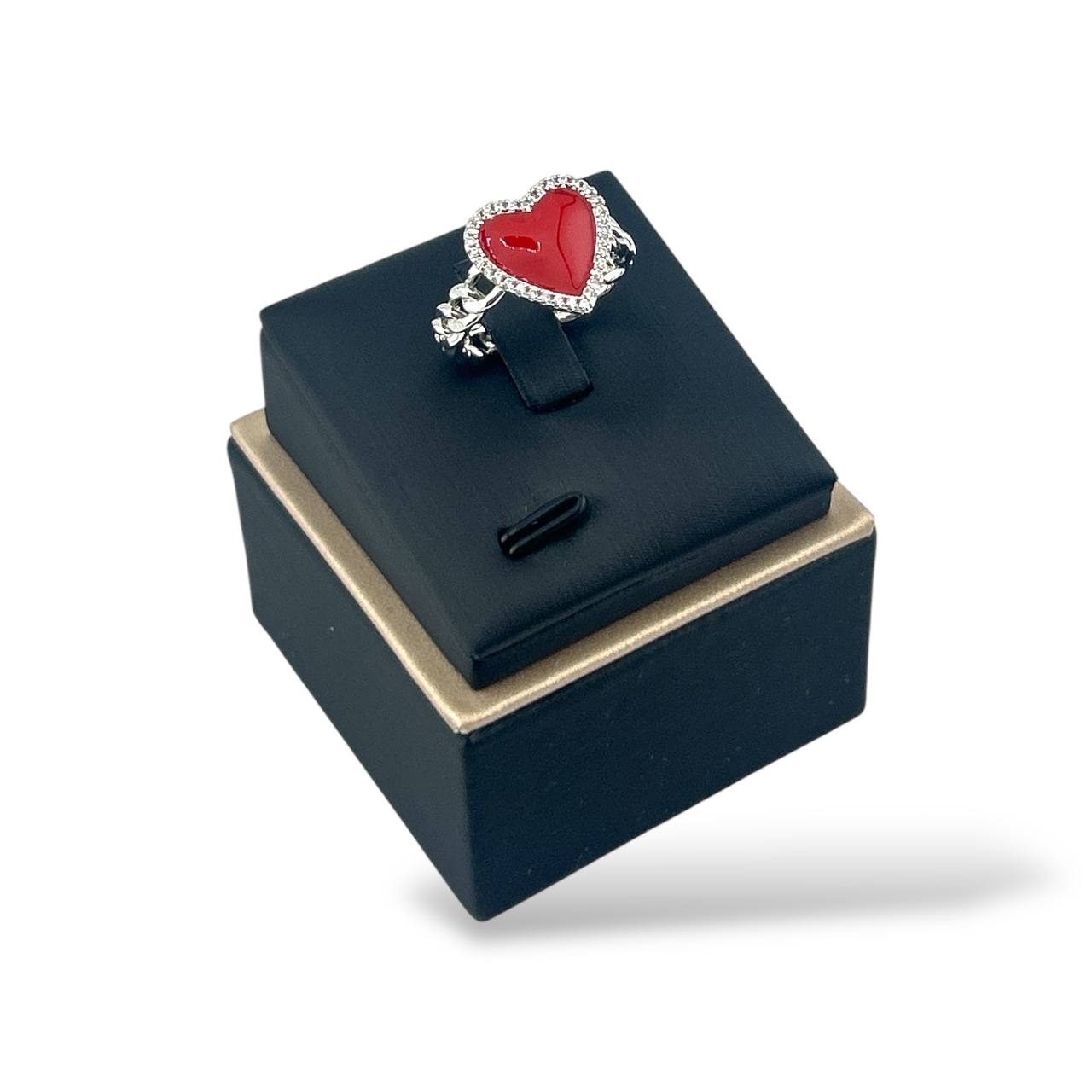 💖 Enchanted Heart Chain Rings – Silver Finish