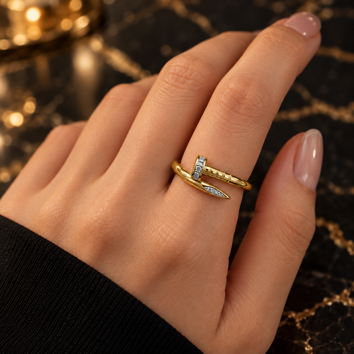 Sparkling pin Nail Wrap Ring