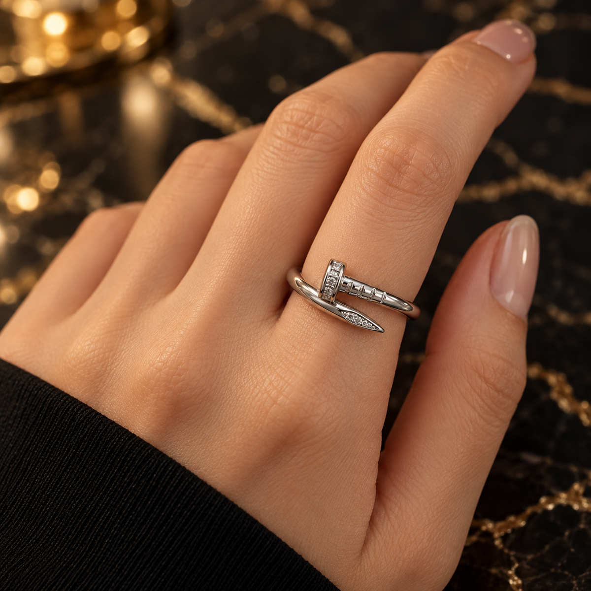 Sparkling pin Nail Wrap Ring