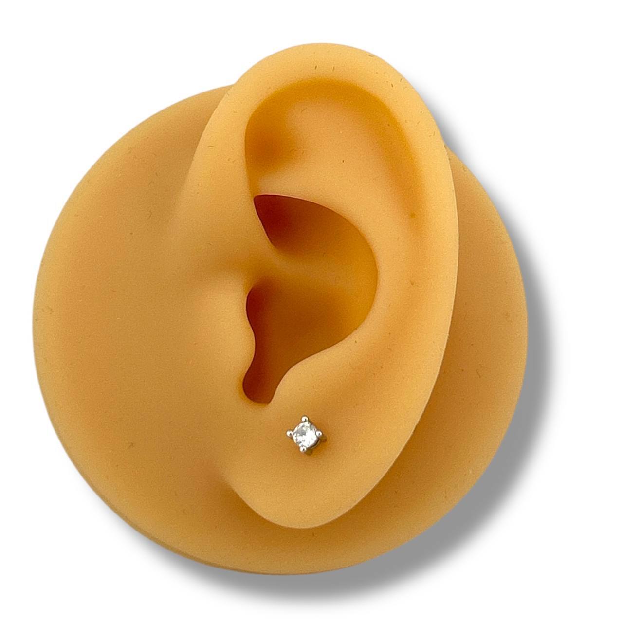 silver round-Cut Stud Earrings – Round Stone Design