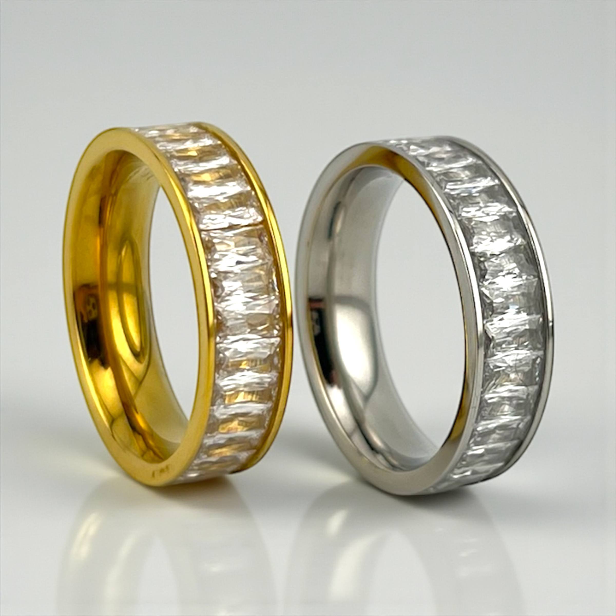 Tennis Luxe Baguette Eternity Band – 18K Gold & Silver Options ✨