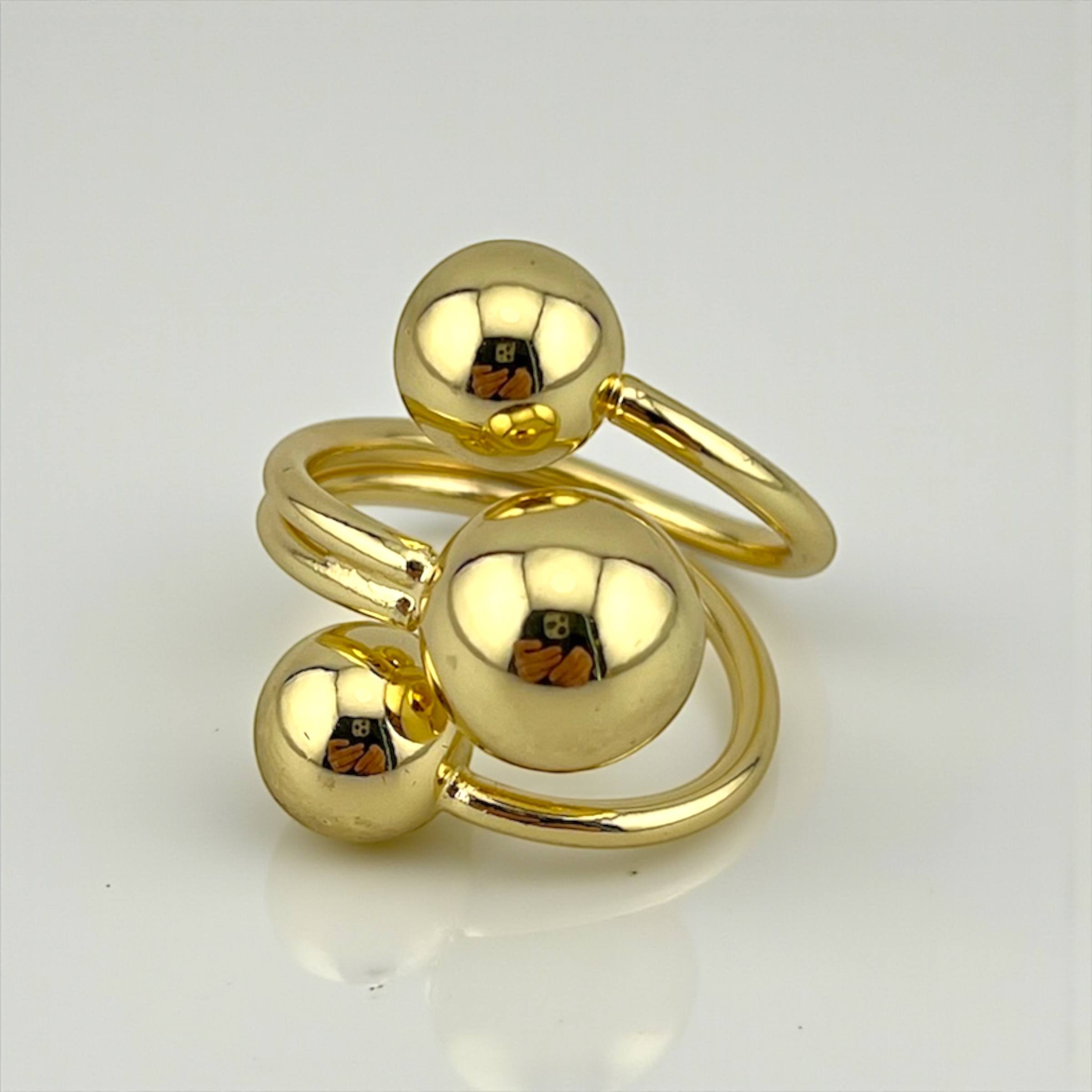 Triple Sphere Statement Ring – 18K Gold-Plated ✨