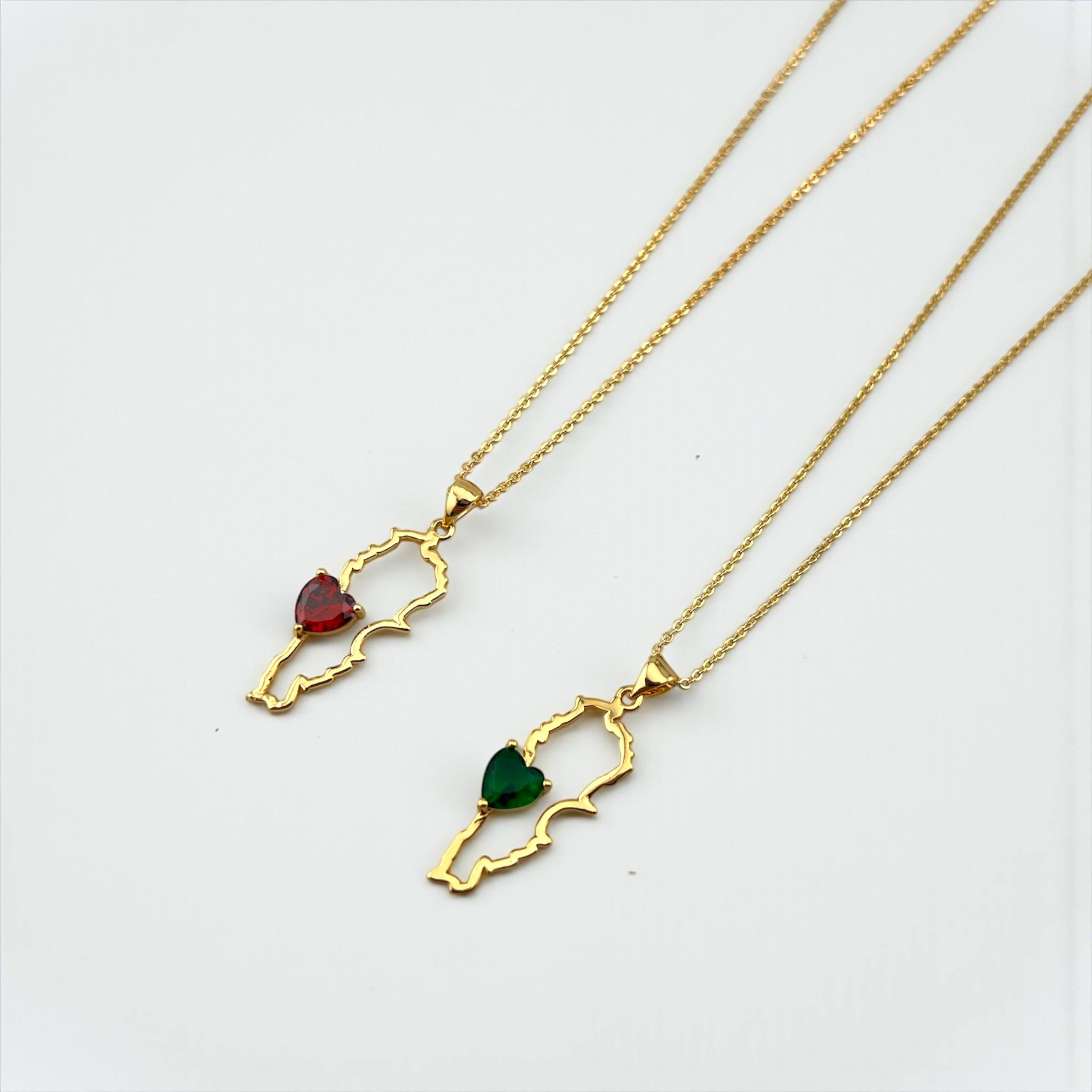 Lebanon Love Necklace â Green and red heart