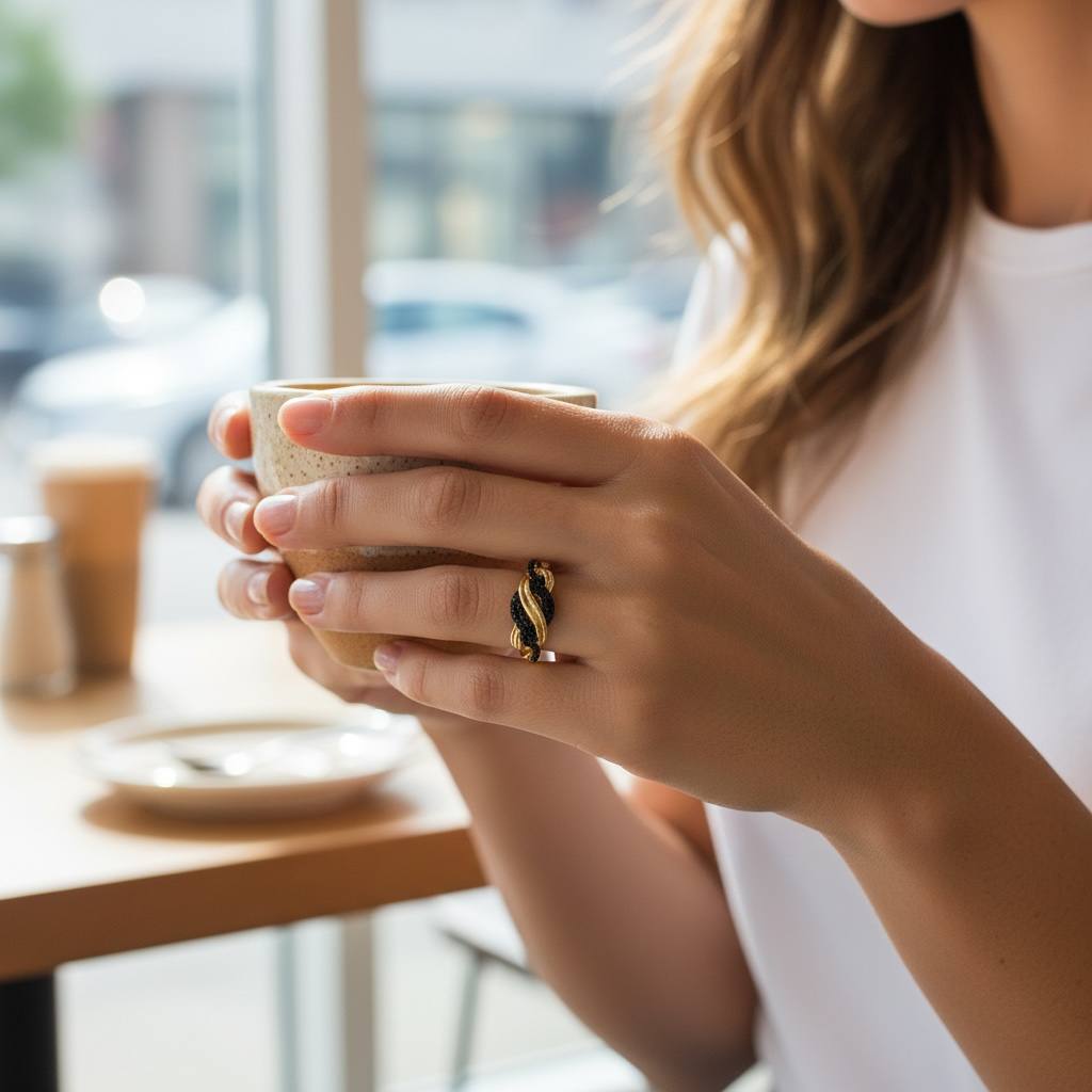 Noir Twist Ring β Gold & Black