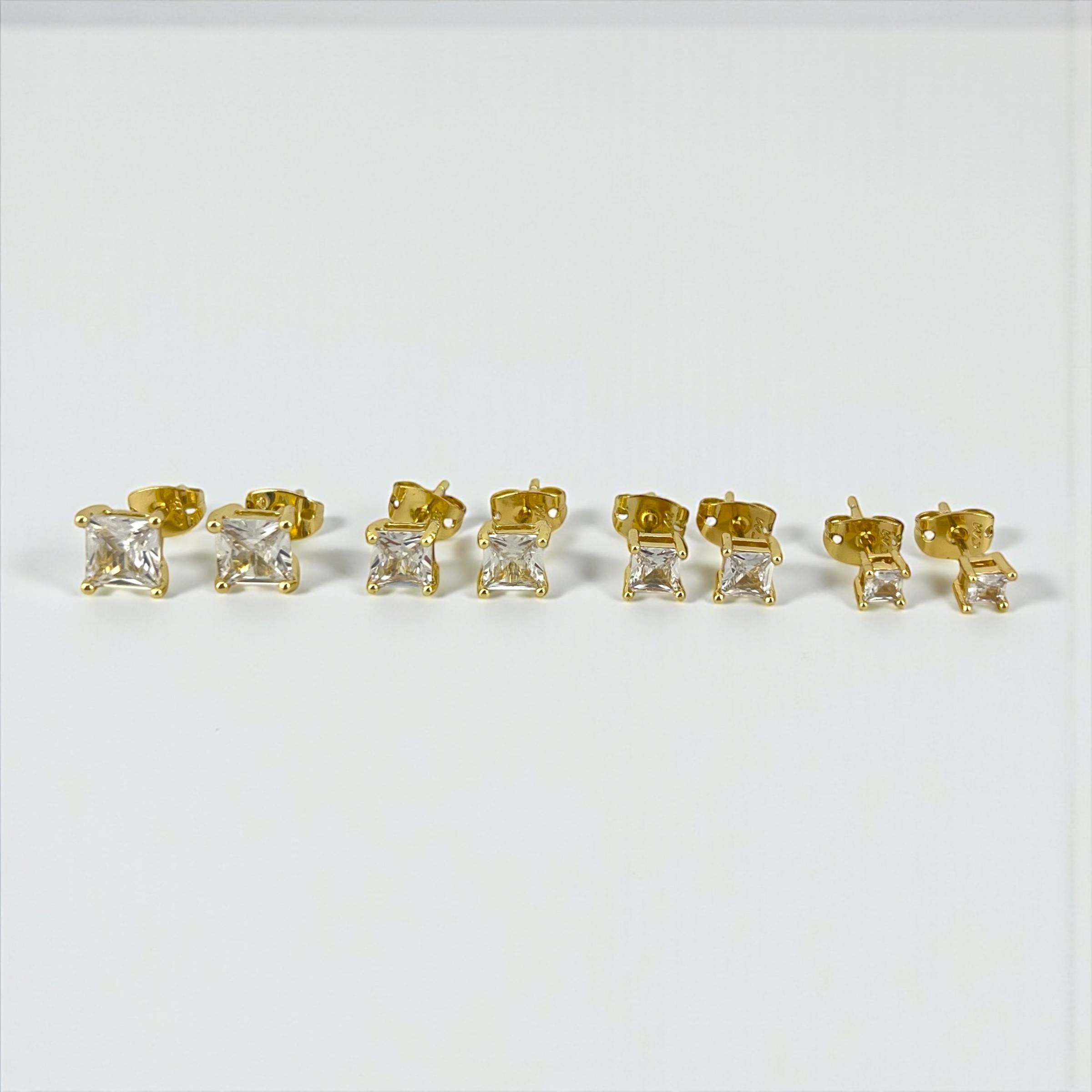 Square-Cut Stud gold Earrings – Gold Plated & Hypoallergenic