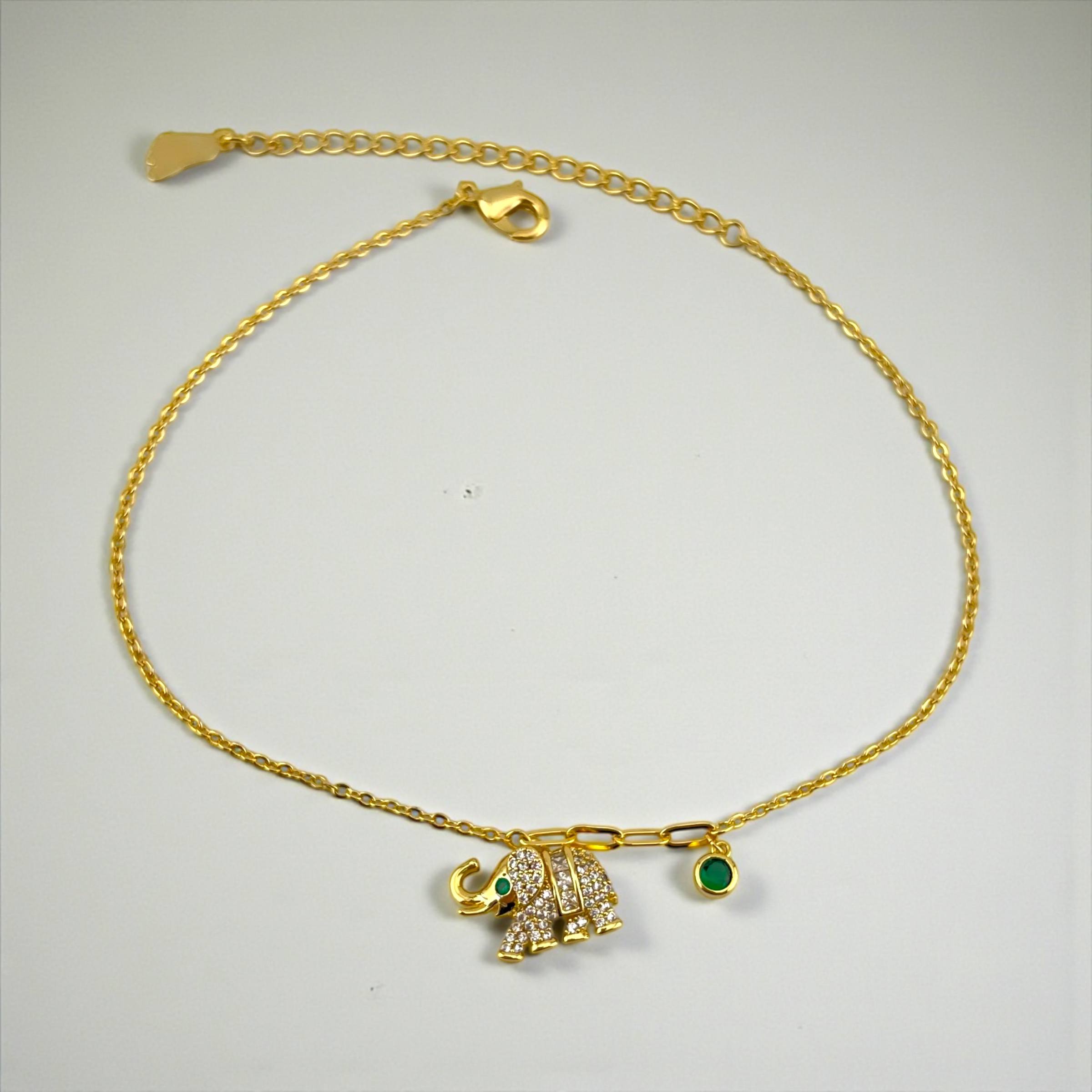 Sparkling Elephant Charm Anklet
