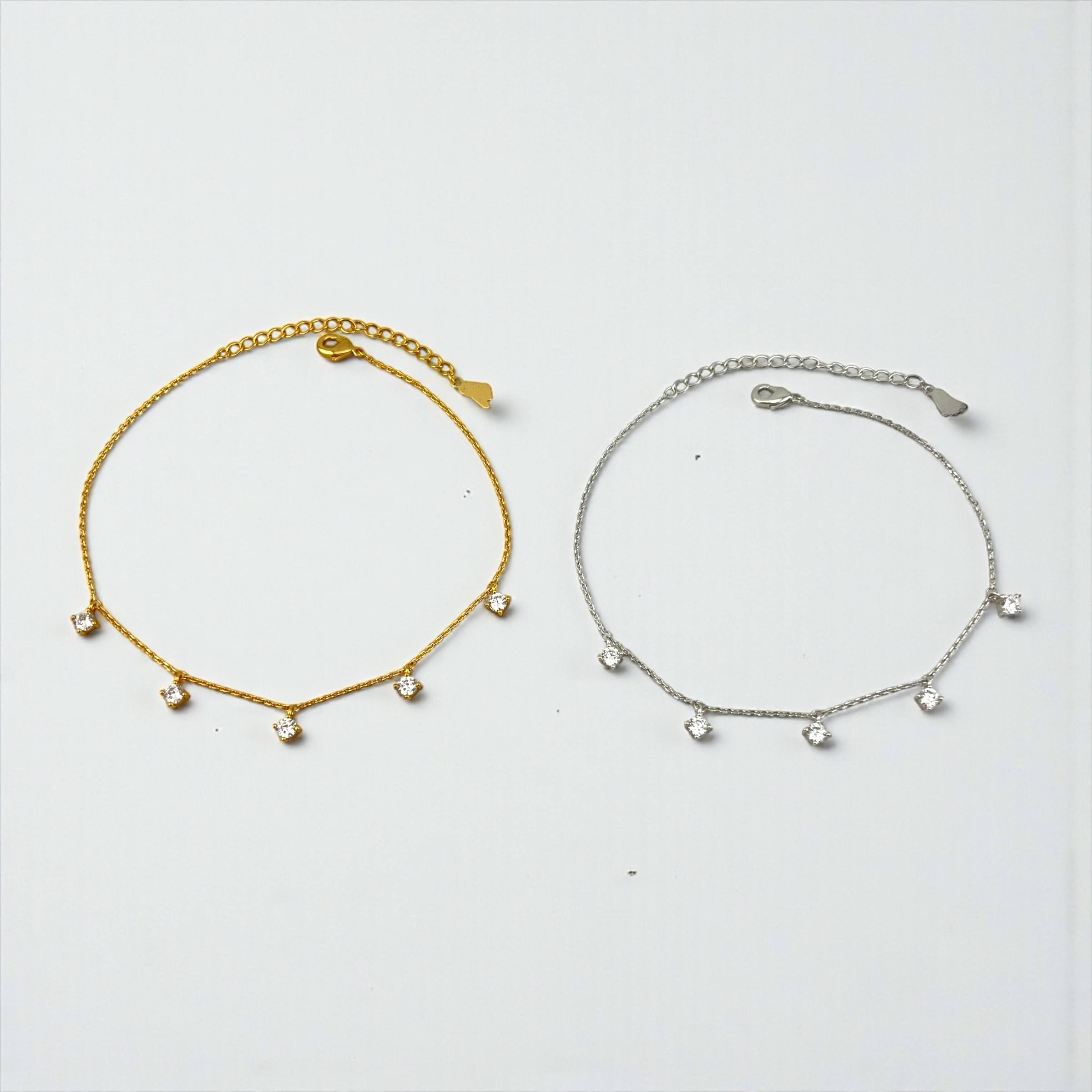 Dainty Crystal Drop Anklets – Gold & Silver Options