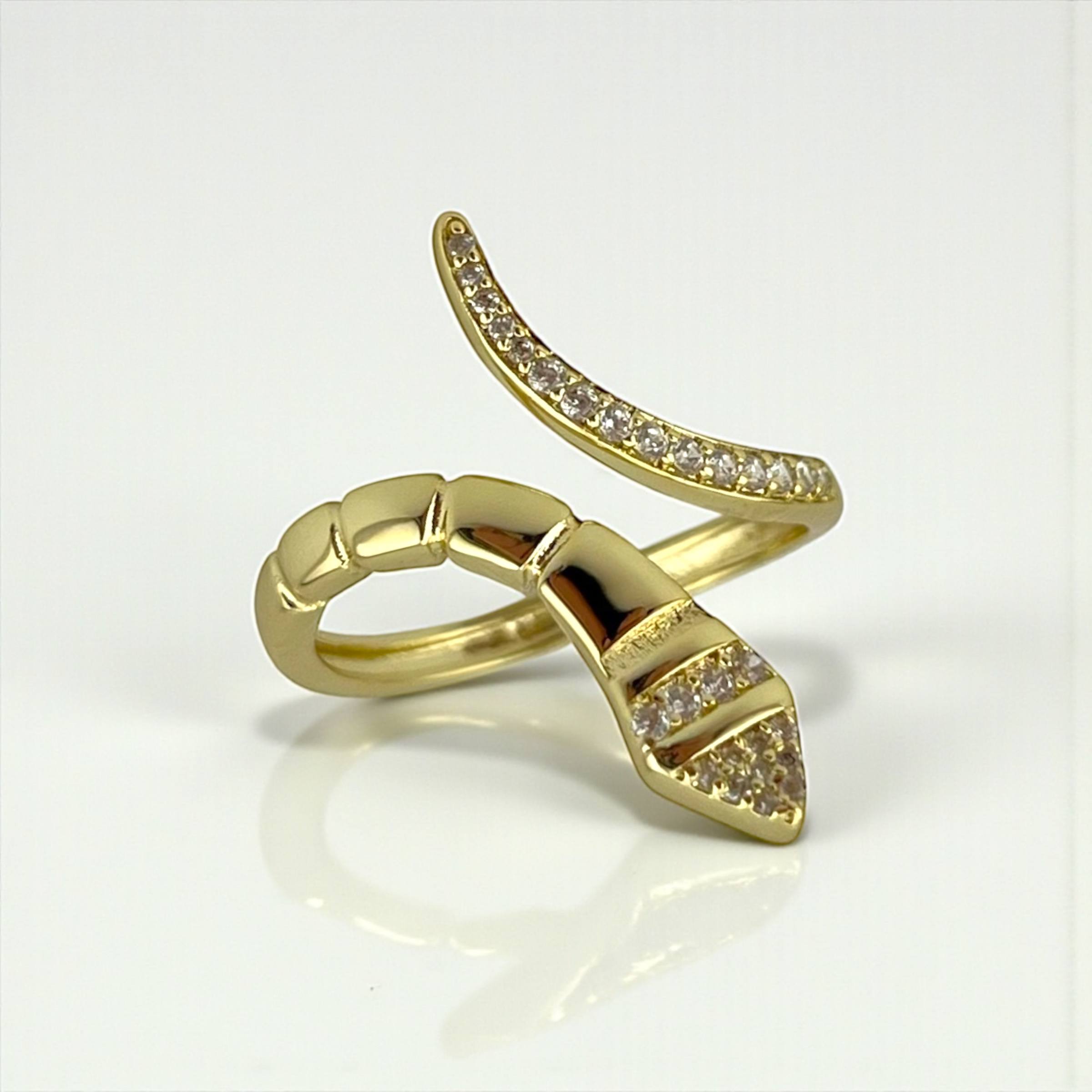 Snake Crystal Wrap Open Ring ✨